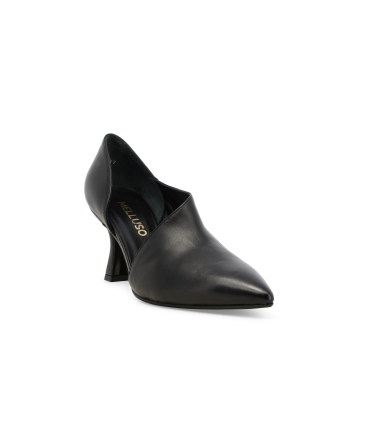 Décolleté donna aperto ai lati in pelle nero e5133z