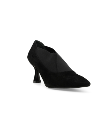 Décolleté donna con tessuto in camoscio nero e5134z