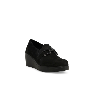 Mocassino comodo donna in morbida pelle nero k53018
