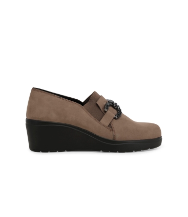 Mocassino comodo donna in morbido camoscio beige k53018