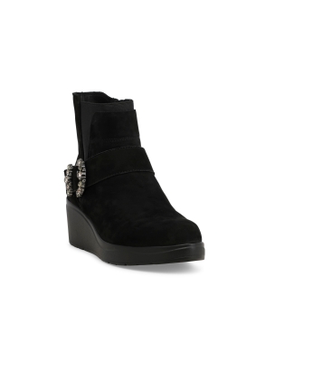 Stivaletto comodo donna in morbida pelle nero k53019