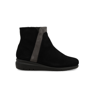 Stivaletto donna in camoscio nero e grigio k55236z