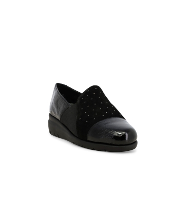 Mocassino donna in vernice e camoscio nero k55239z