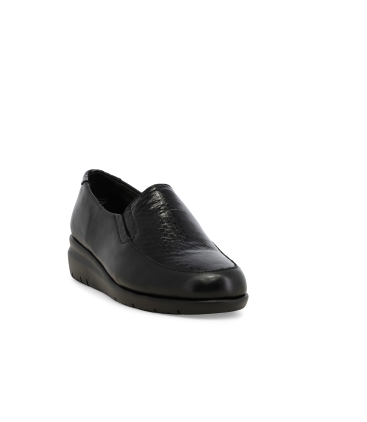 Mocassino comodo donna in morbida pelle nero k55242