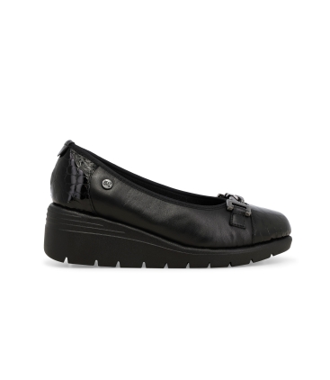 Décolleté comodo donna in morbida pelle nero k55281