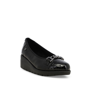 Décolleté comodo donna in morbida pelle nero k55281