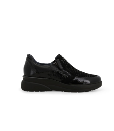Sneakers donna in vernice e camoscio nero k55441z