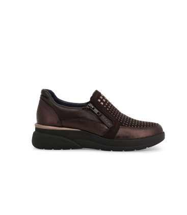 Sneakers donna in pelle e camoscio bronzo k55441z