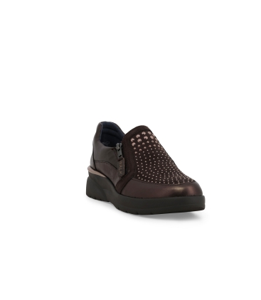 Sneakers donna in pelle e camoscio bronzo k55441z