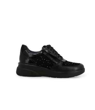 Sneakers comoda donna in pelle nero k55452