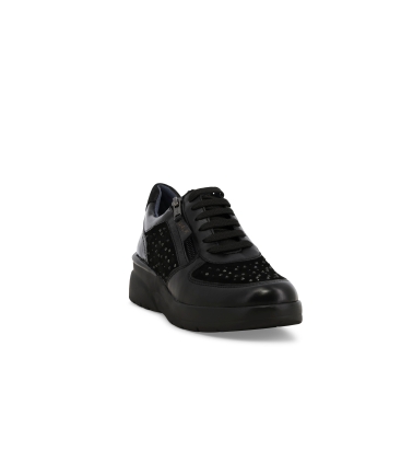Sneakers comoda donna in pelle nero k55452