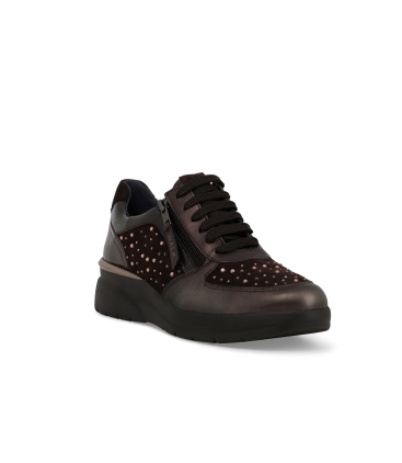 Sneakers comoda donna in pelle marrone k55452