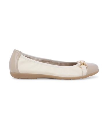 Ballerina comfort in pelle panna con accessorio dorato k60100bk