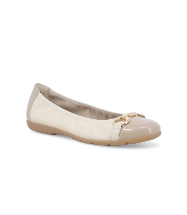 Ballerina comfort in pelle panna con accessorio dorato k60100bk