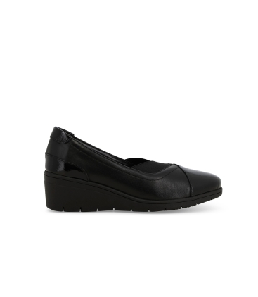 Décolleté donna comodo in vernice e morbida pelle nero k91616z