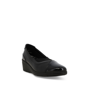 Décolleté donna comodo in vernice e morbida pelle nero k91616z