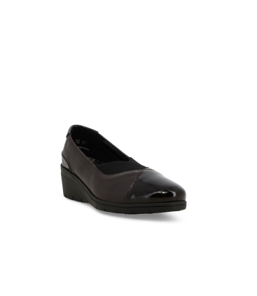 Décolleté donna comodo in vernice e morbida pelle marrone k91616z