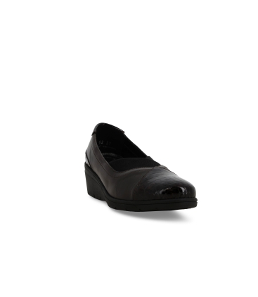 Décolleté donna comodo in vernice e morbida pelle marrone k91616z