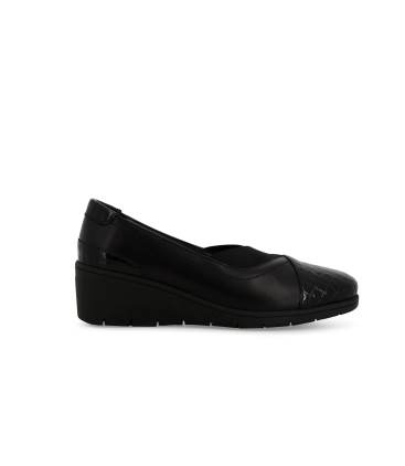 Décolleté donna comodo in vernice e morbida pelle nero k91616z