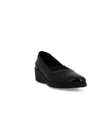 Décolleté donna comodo in vernice e morbida pelle nero k91616z