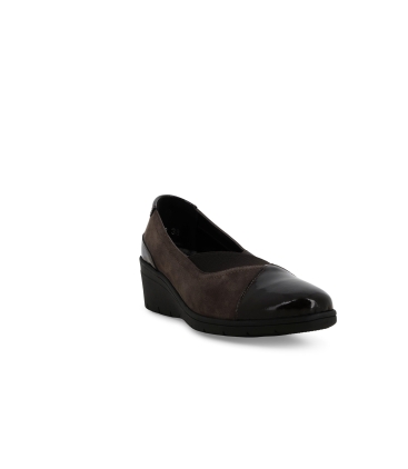 Décolleté donna comodo in vernice e morbida pelle in nabuk marrone k91616z