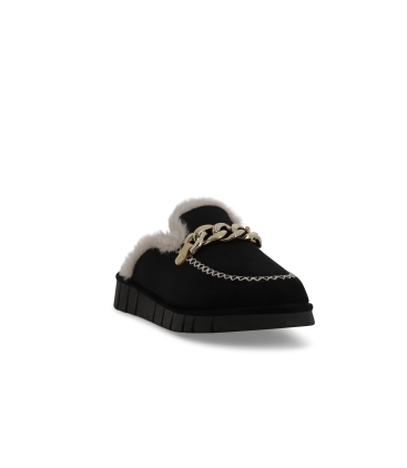 Pantofola donna in camoscio nero pd529