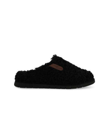 Pantofola donna calda in tessuto lana nero pd534