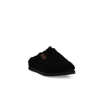Pantofola donna calda in tessuto lana nero pd534