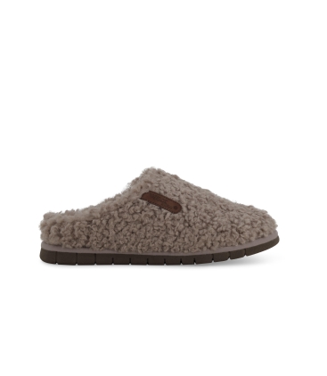 Pantofola donna calda in tessuto lana beige pd534