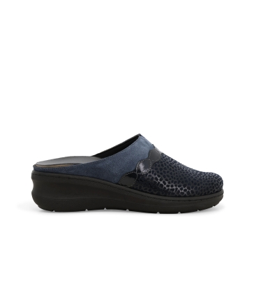 Pantofola donna in pelle blu pd900z