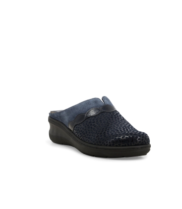 Pantofola donna in pelle blu pd900z