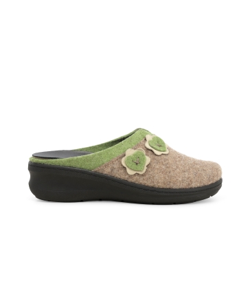 Pantofola donna in tessuto beige pd902z