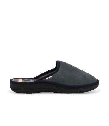 Pantofola uomo in similpelle camoscio blu pu167z