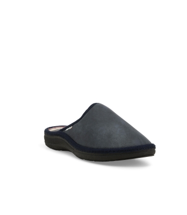 Pantofola uomo in similpelle camoscio blu pu167z