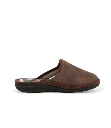 Pantofola uomo in similpelle camoscio marrone pu167z