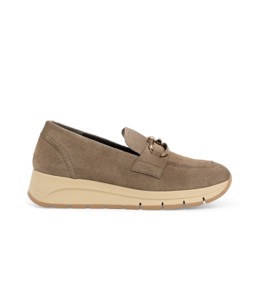 Mocassini donna in camoscio morbidissimi beige r25089