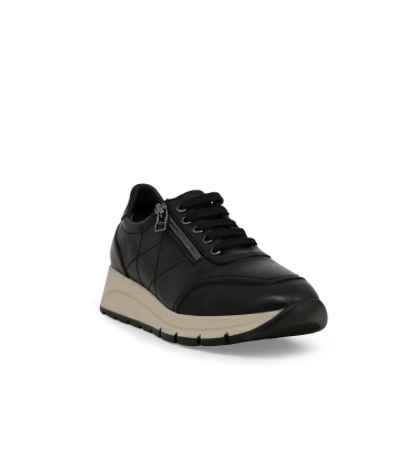 Sneakers donna comode in pelle nero r25093