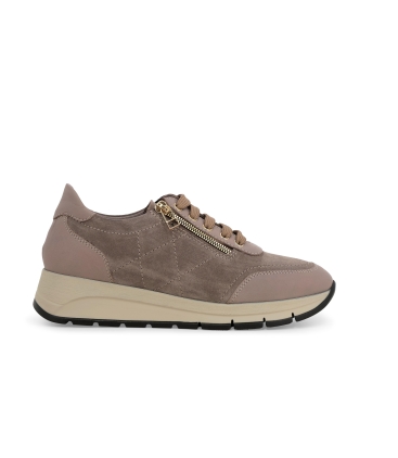 Sneakers donna comode in pelle beige r25093