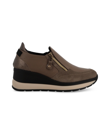 Sneakers donna in pelle e camoscio beige r25552z