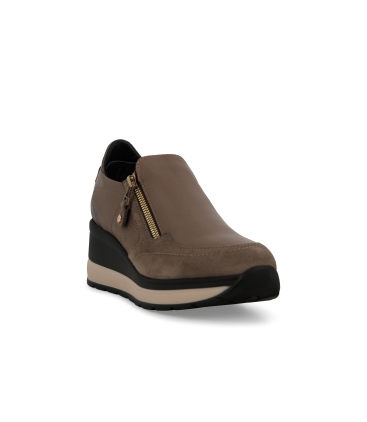 Sneakers donna in pelle e camoscio beige r25552z