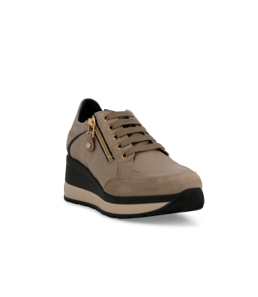 Sneakers donna in pelle e camoscio beige r25553z