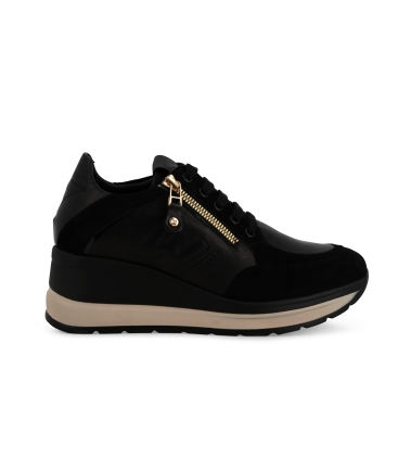 Sneakers donna in pelle e camoscio nero r25553z