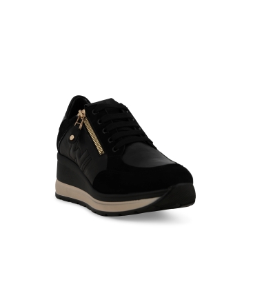 Sneakers donna in pelle e camoscio nero r25553z