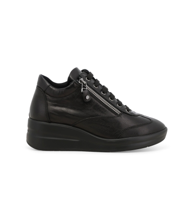 Sneakers donna in pelle nero r25625z