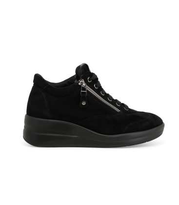 Sneakers donna in camoscio nero r25625z