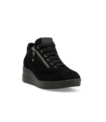 Sneakers donna in camoscio nero r25625z