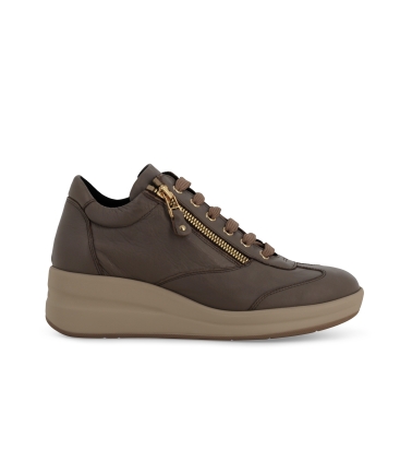 Sneakers donna in pelle beige topo r25625z