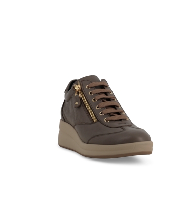 Sneakers donna in pelle beige topo r25625z