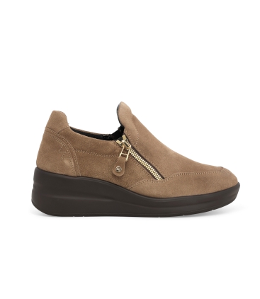 Sneakers donna in camoscio beige r25634z