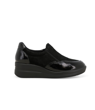 Sneakers donna in camoscio e vernice nero r25641z